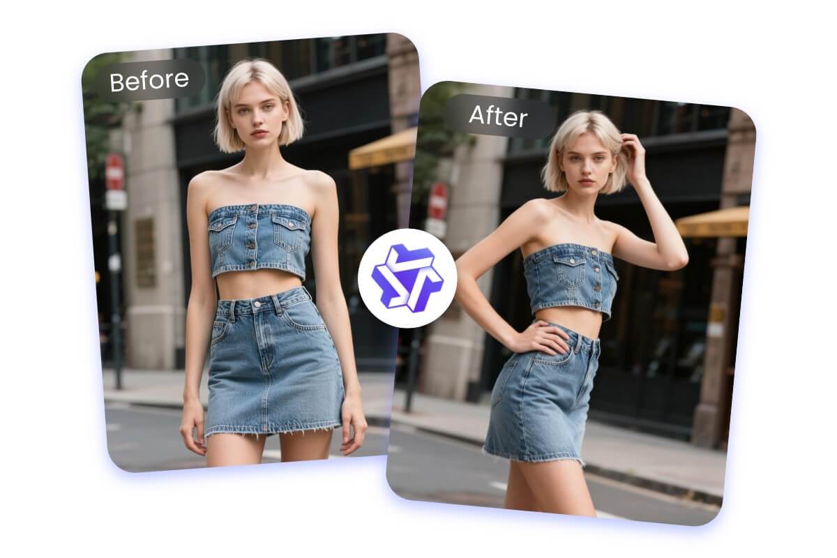 Changer la pose d'une femme sur une image avec le modèle Qwen IA