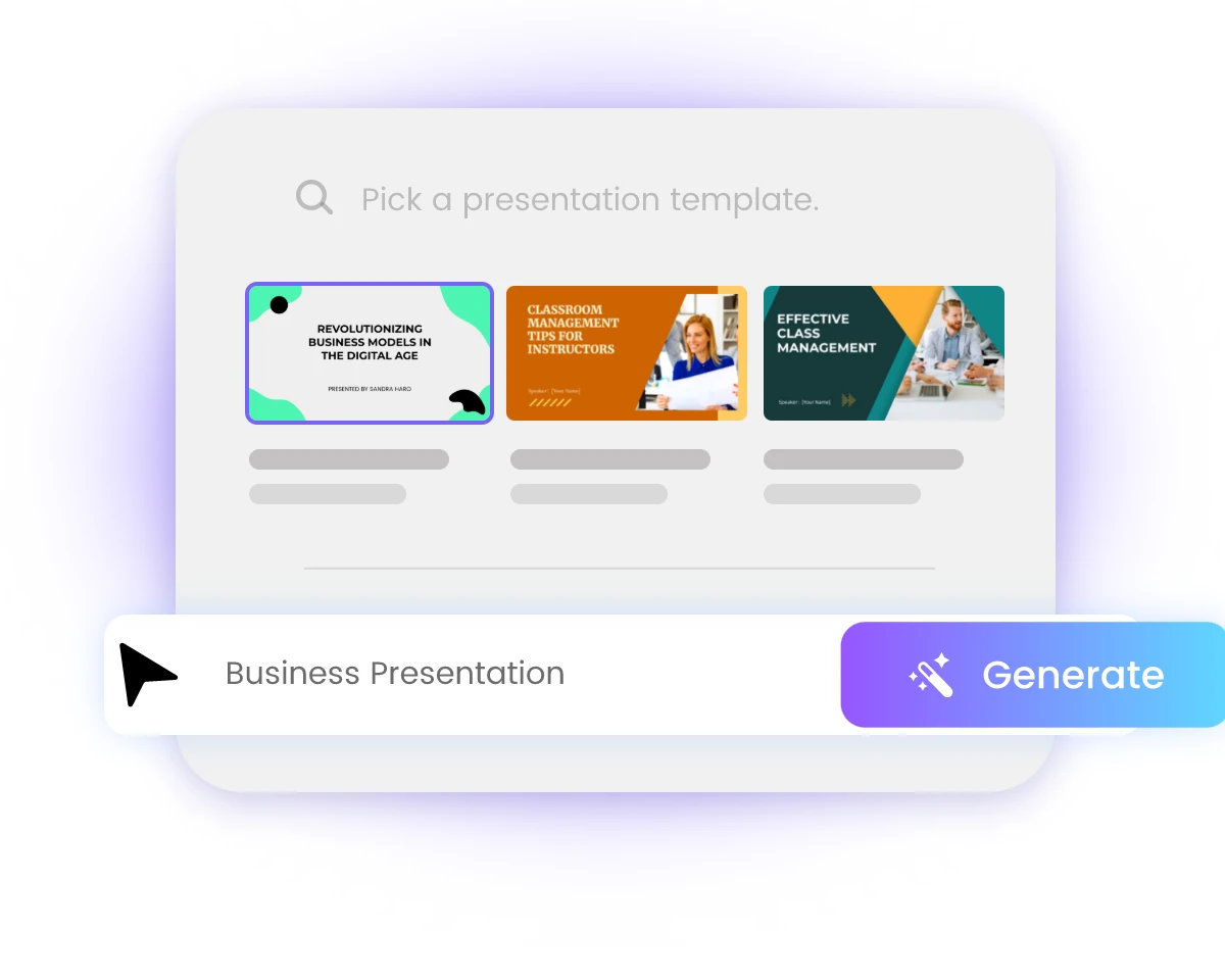 Choose a template and enter your ppt topics in fotor ai business presentation maker