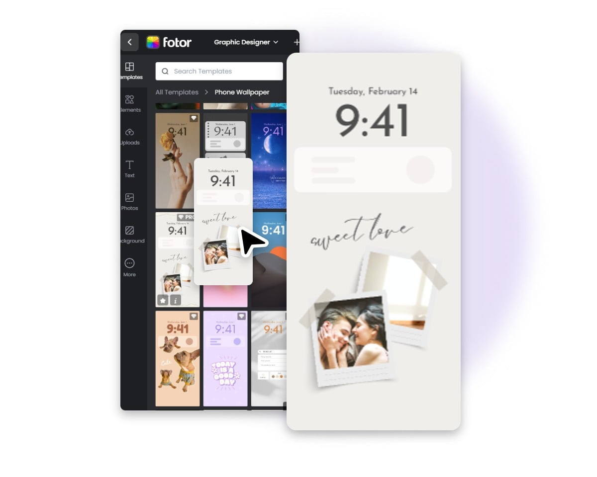 Choose a template from our wallpaper template library