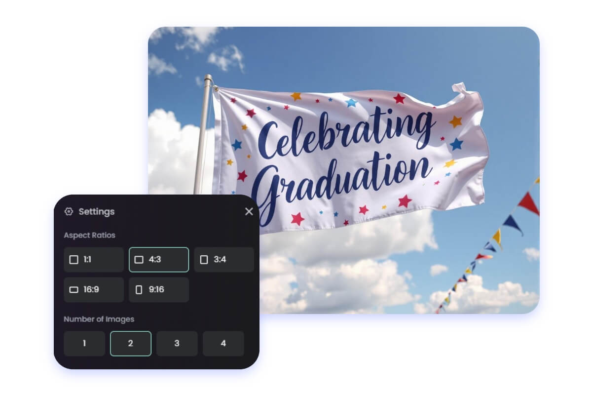 Choose aspect ratio of a gratuation flag before generating