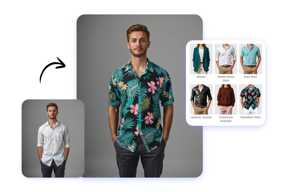 Fotorのプリセット衣装オプションを選択し、写真の男性の服装を変更します
