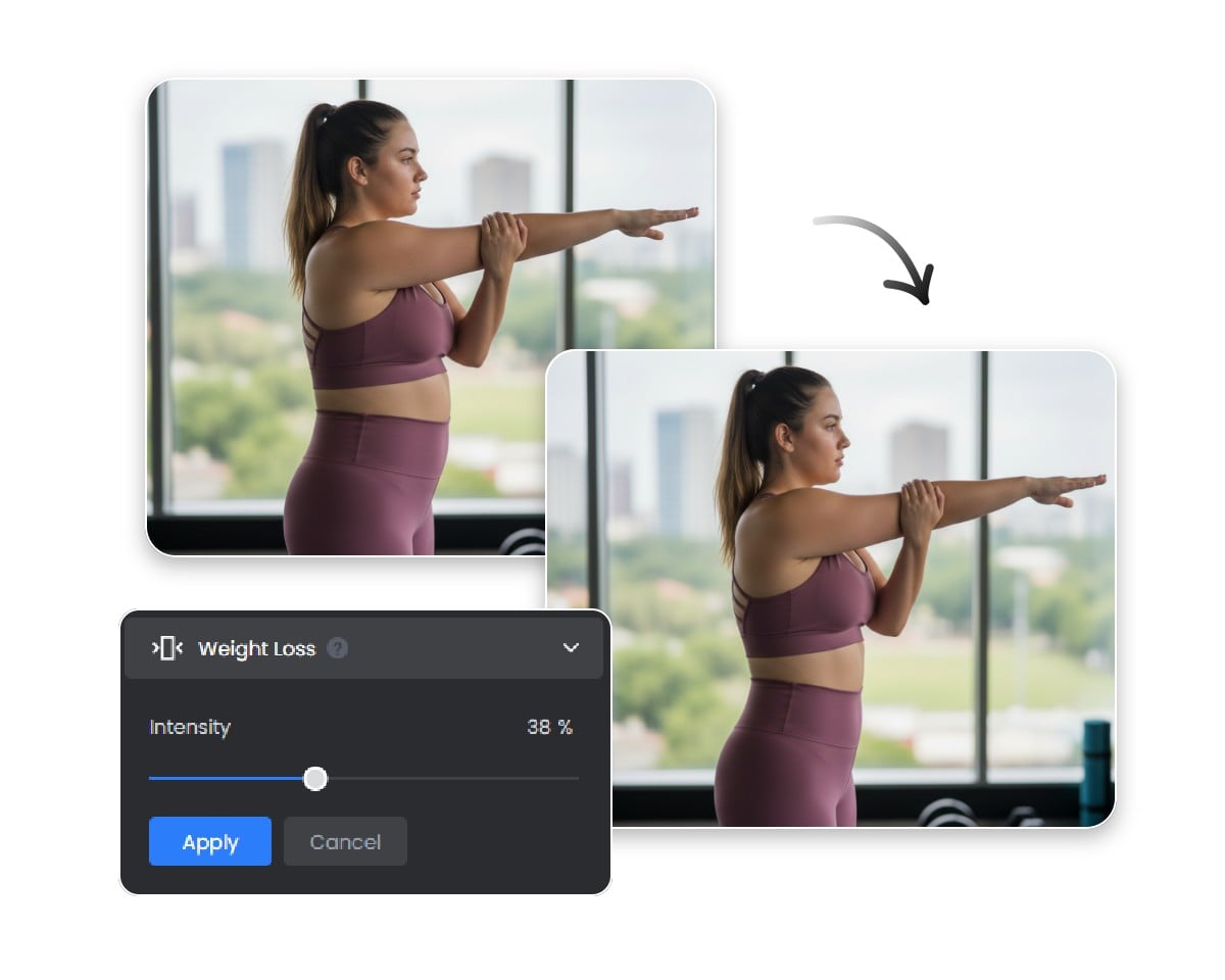 Choose weight loss mode to slim a sporty lady