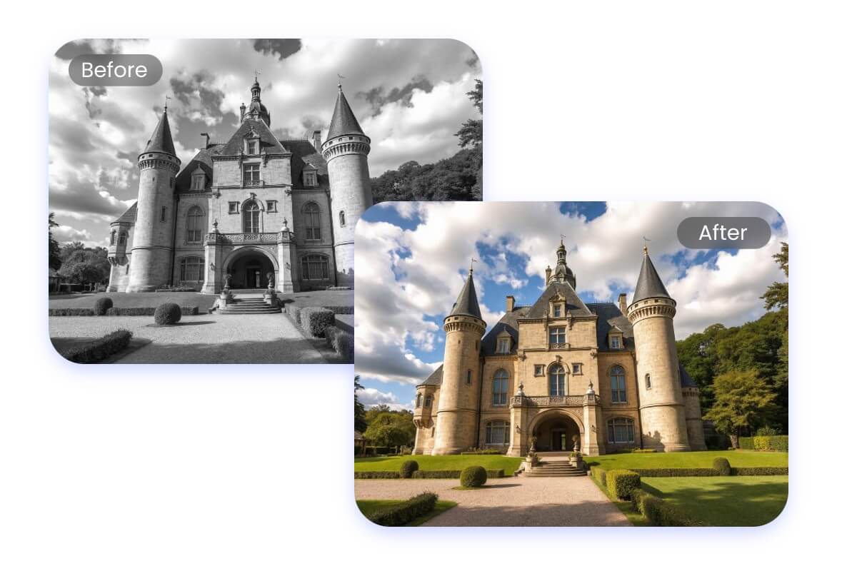 Colorize photo in a natural realistic way with Fotor black and white to colour photo converter