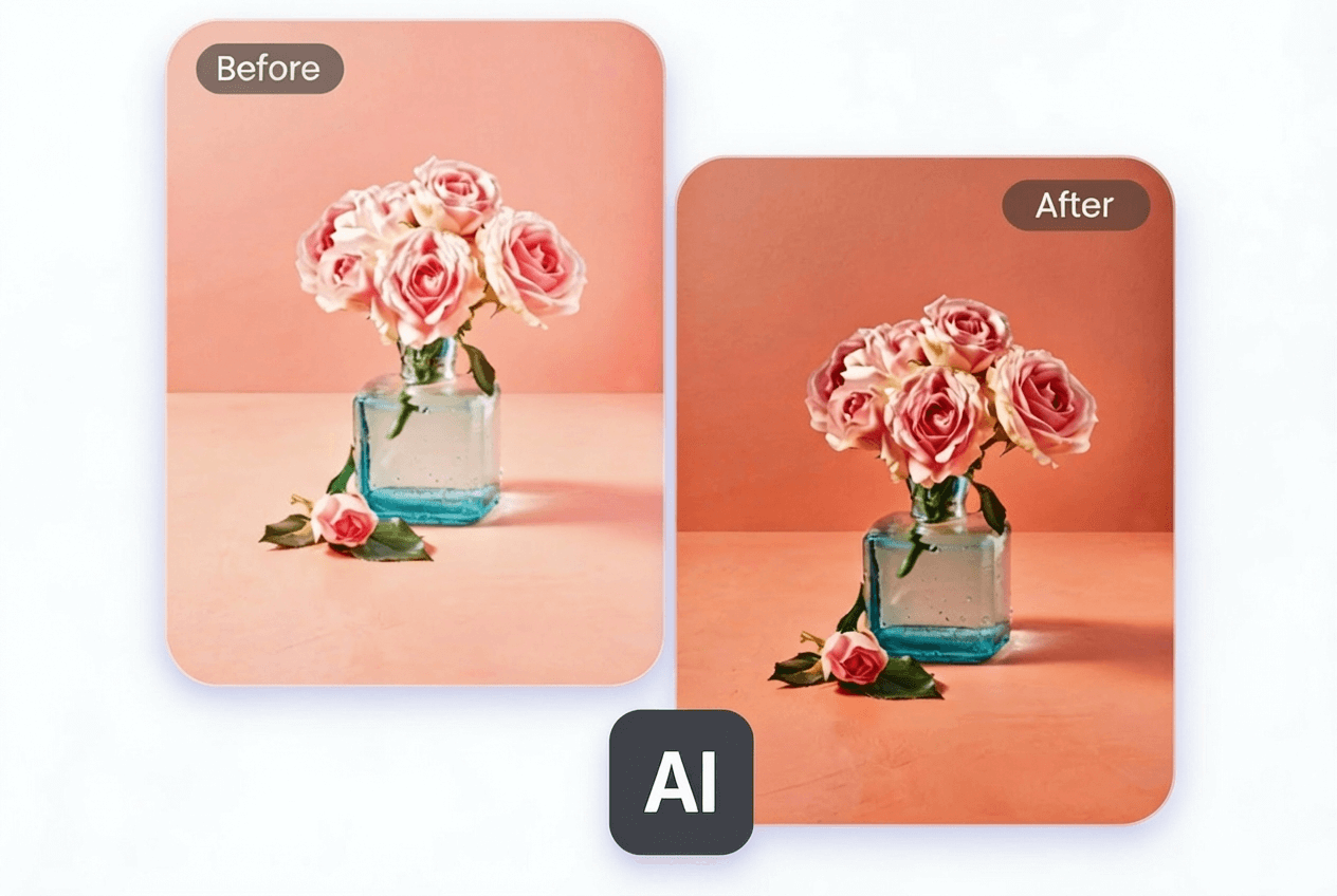 Contrast an overexposed picture of a vase with flowers