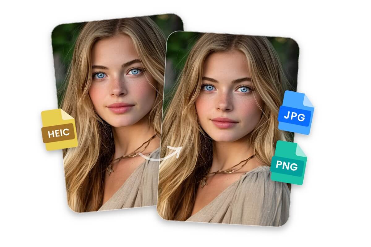 Convert a beautiful womans heic image to jpg or png