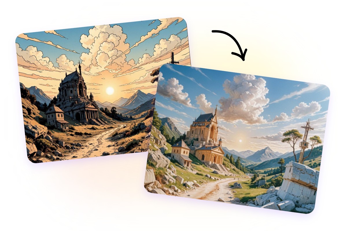 Convert a cartoon landscape to real