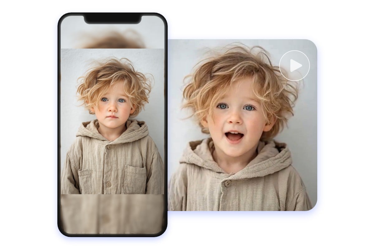 Convert a child photo into an ai talking video on a mobile app