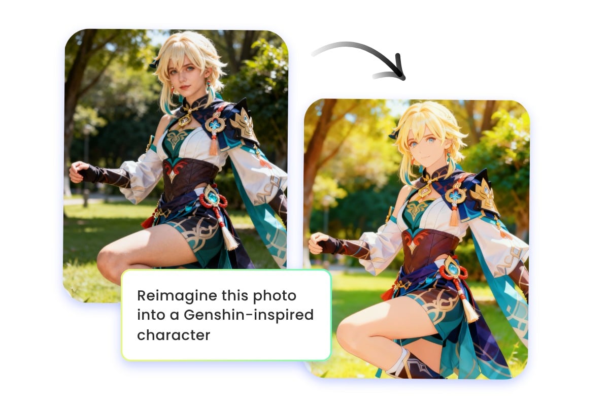 Convert a cosplayer to an ai genshin oc