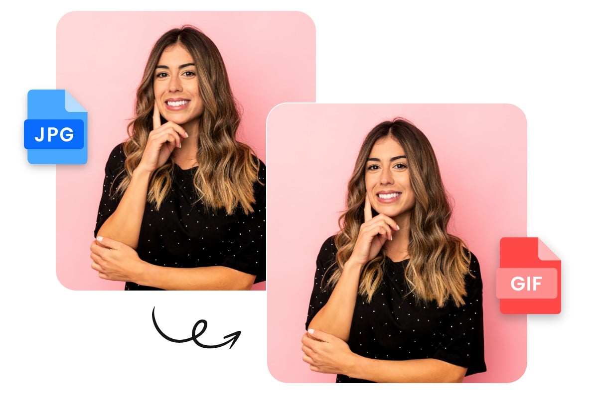 Convert a girl jpg to static gif using fotor jpg to gif converter