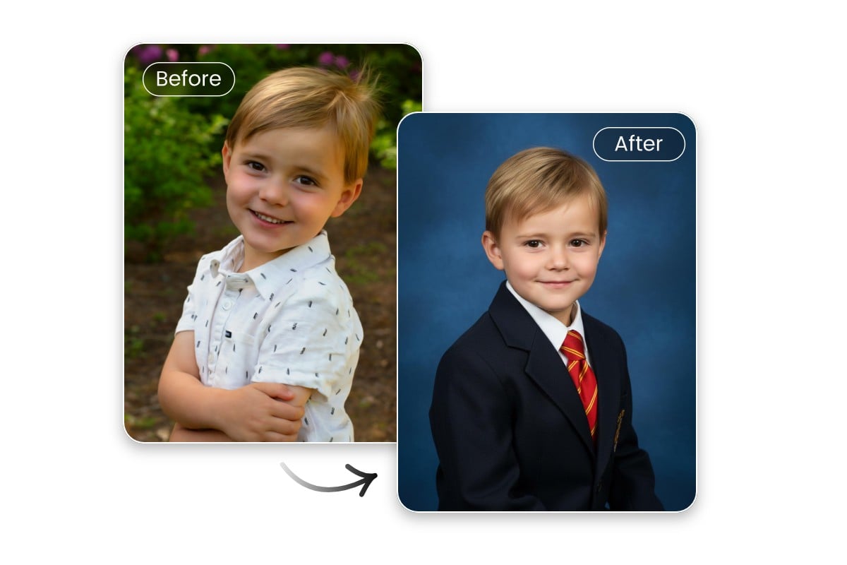 Convert a kid boy to an ai yearbook portrait