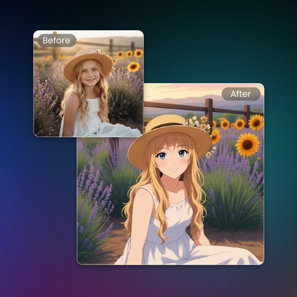 Convert a photo of a girl into anime style