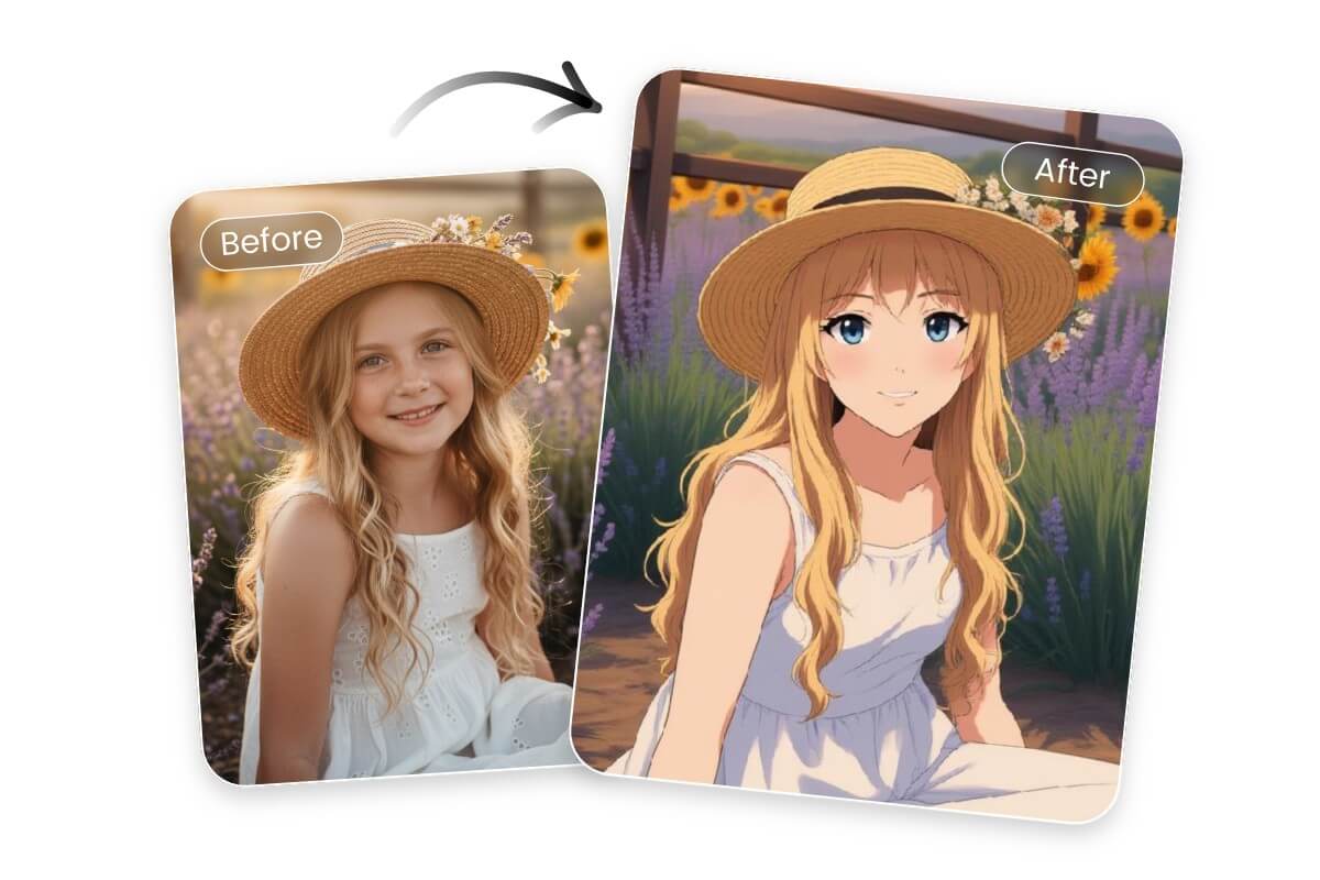 소녀 사진을 애니메이션 스타일로 변환하기