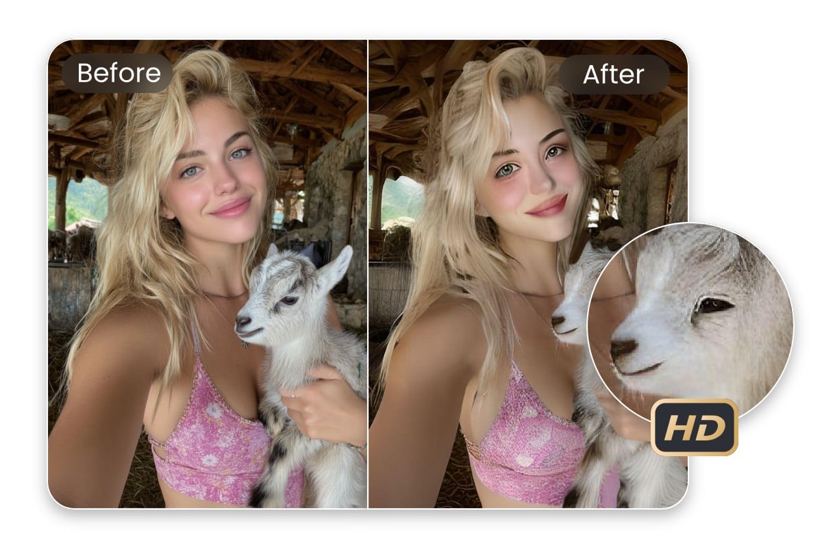 Convert a photo of a girl with a goat into an hd ps2 style visual