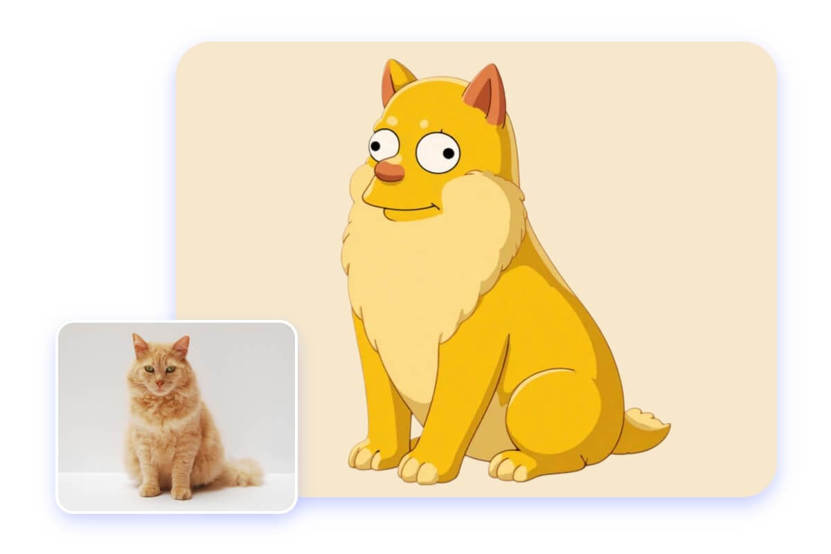 Convert a photo of an orange cat into a simpsons character