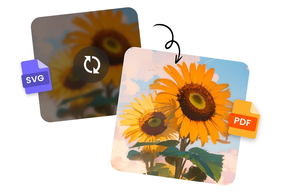 Convert a svg image to pdf format