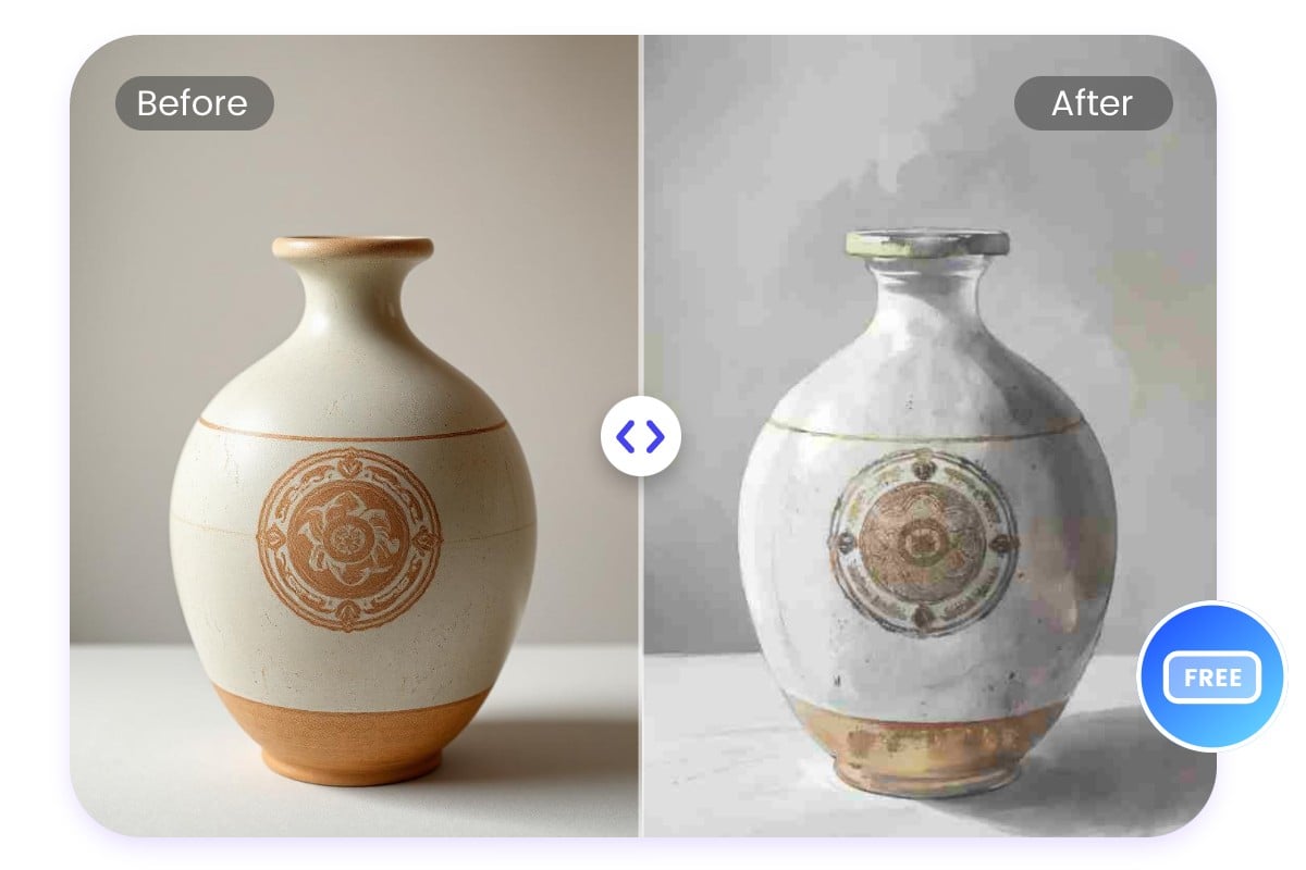 Convert a vase to a watercolor painting