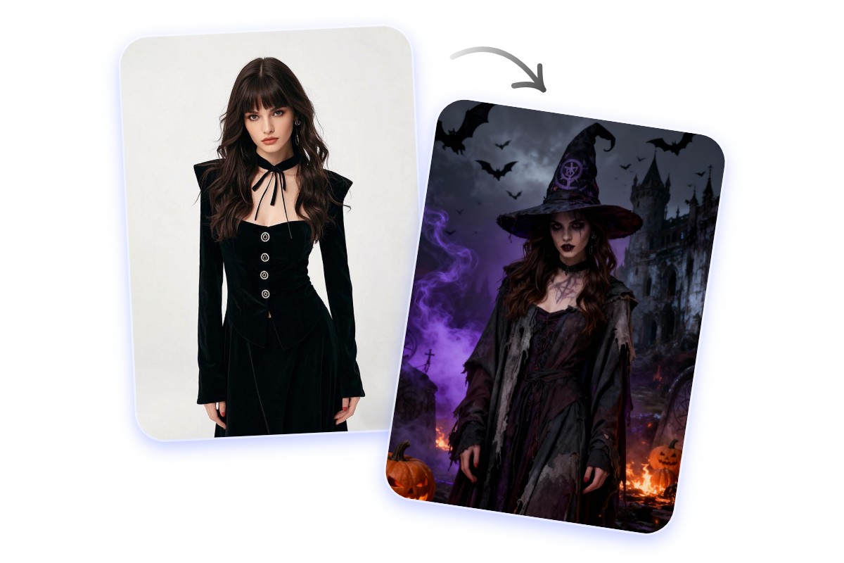 Convert a woman into an evil witch with Fotor witch filter