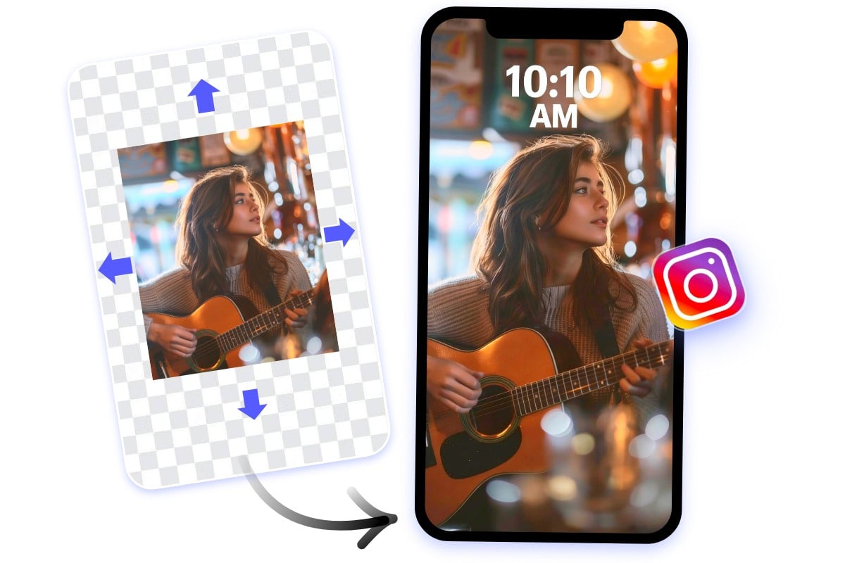 Convert a woman portrait to 9x16 to fit Instagram