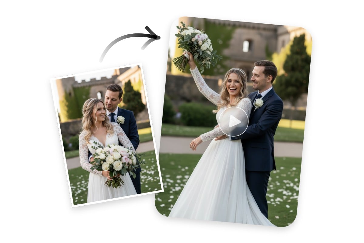 Convert an ai wedding photo to a dynamic video