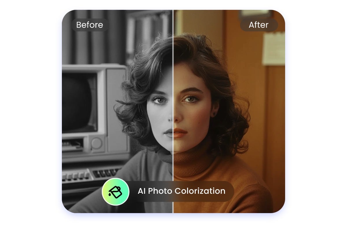 Convert black and white photo to color online for free with Fotor AI photo colorizer
