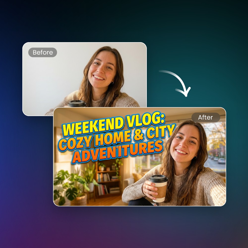 Convert image thumbnail featuring natural background removal and seamless combining