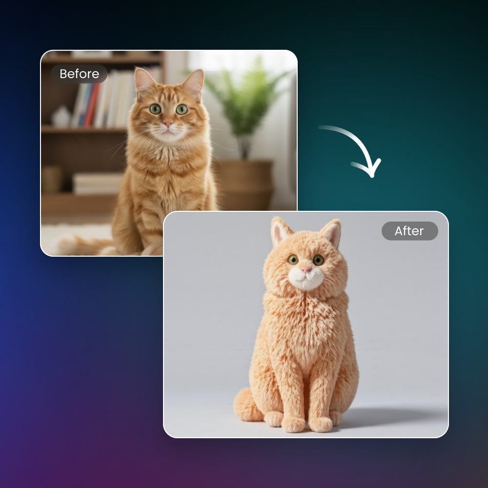 Convert image to character featuring a furry cat