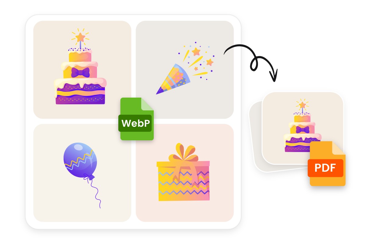 Convert multiple webp images to pdfs