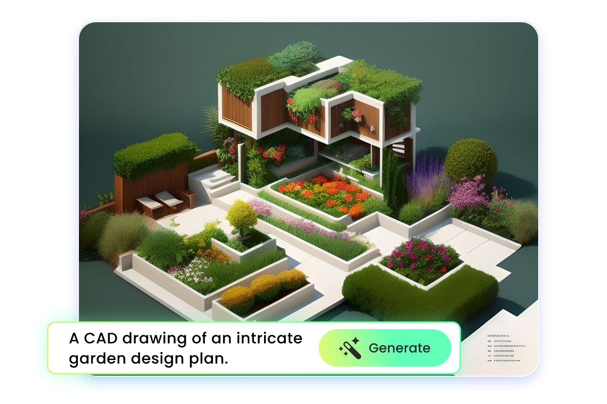 Convert text to 3d garden design with fotor ai