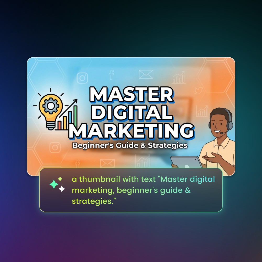 Convert text to You Tube thumbnail effect featuring a digital marketing tutorial