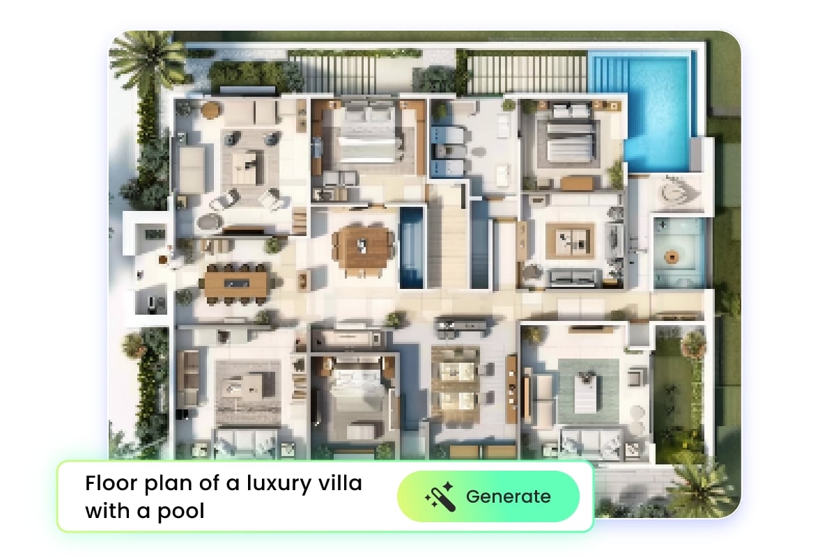 Convert text to a resident floor plan in fotor