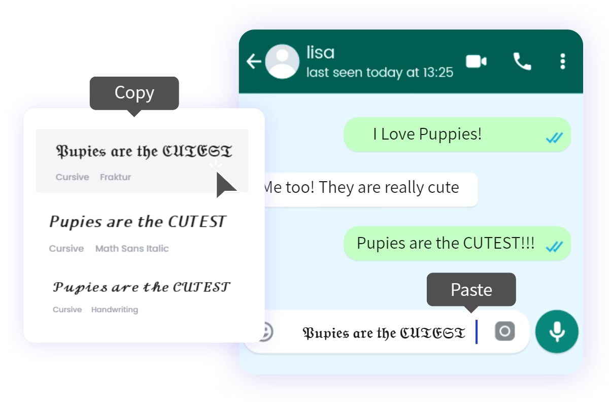 Copy And Paste The Cursive Font Generator To The Chatting Page 