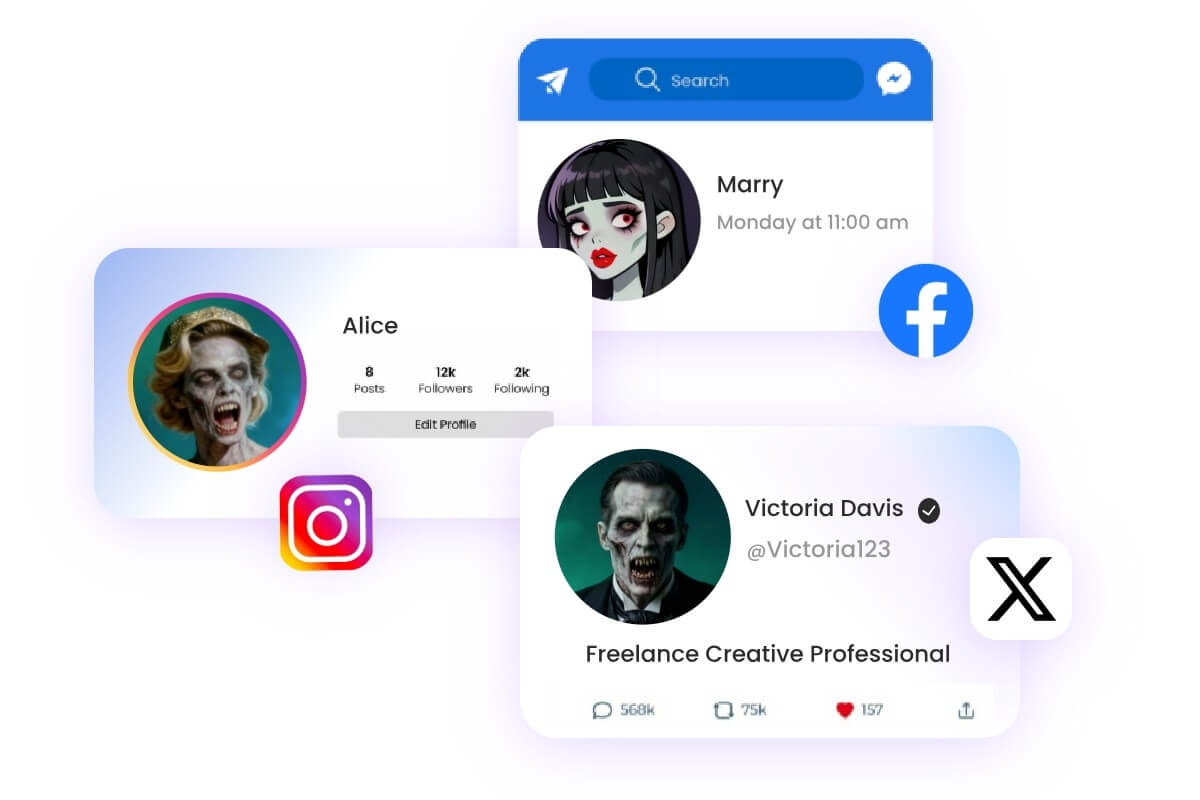 Craft zombie style profile avatars