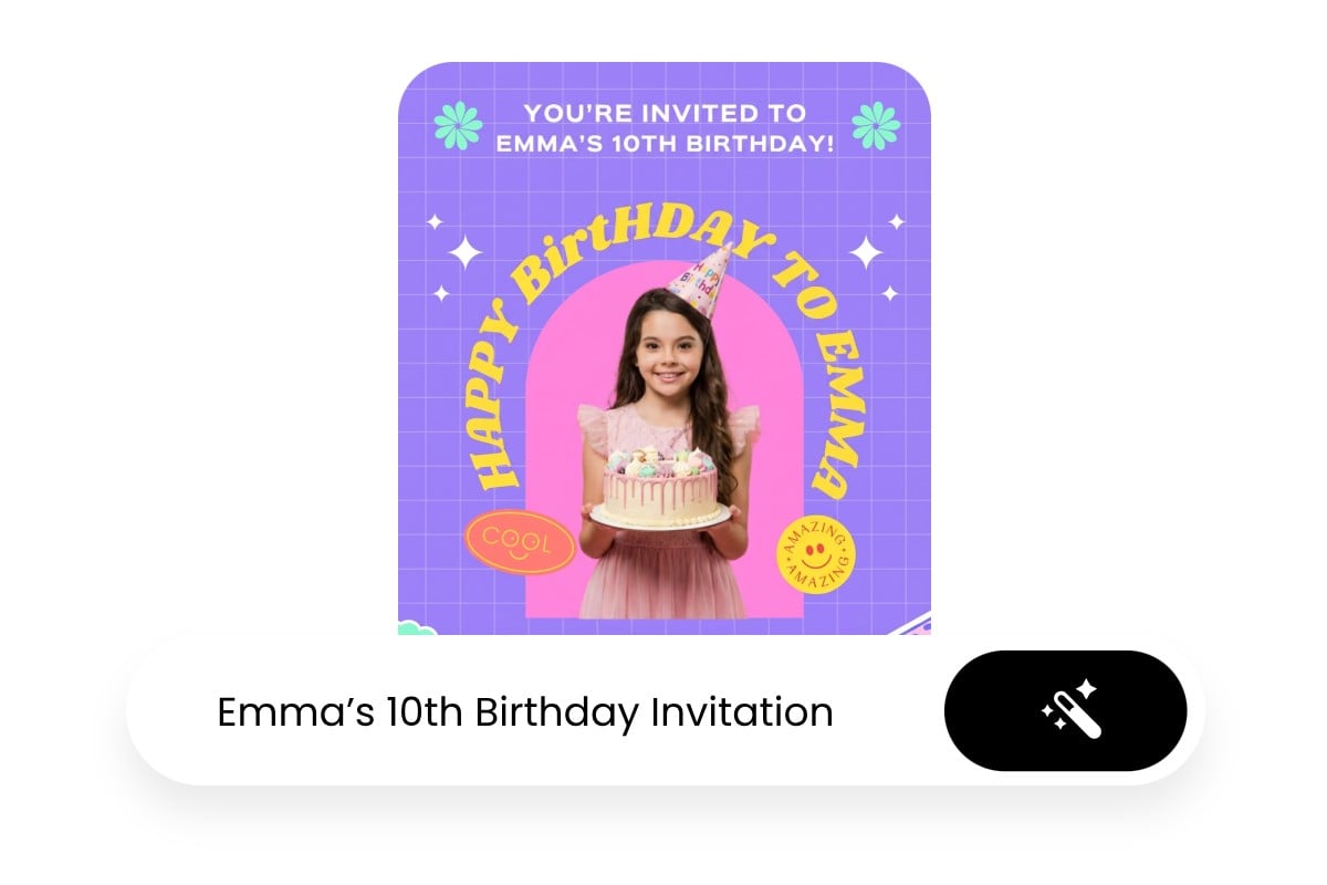 Create a birthday invitation for a 10th girl with fotor ai invite maker