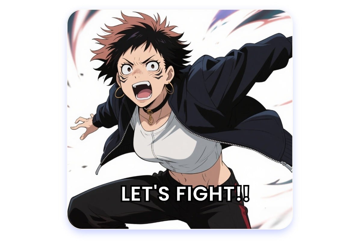 Create a funny jjk meme in fotor