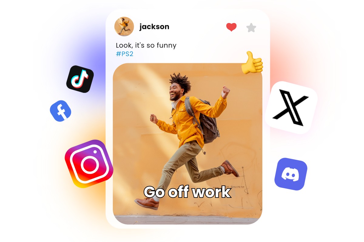 Create a go off work meme with image and caption