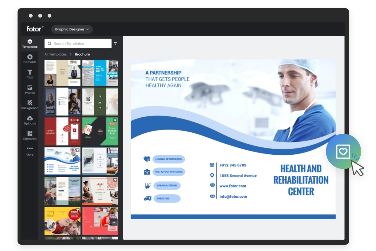 Create a medical theme pamphlet with fotor