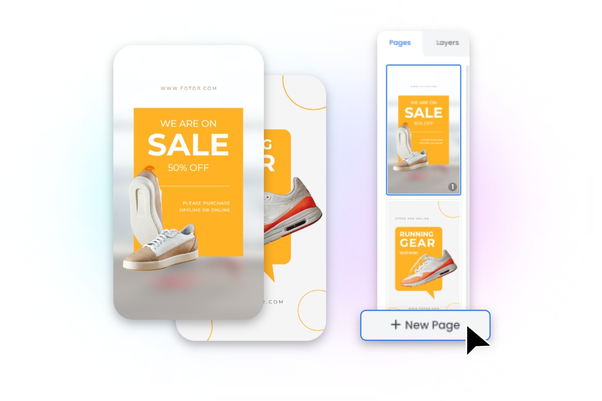 Create a multi page instagram story about product sale in fotor instagram story maker