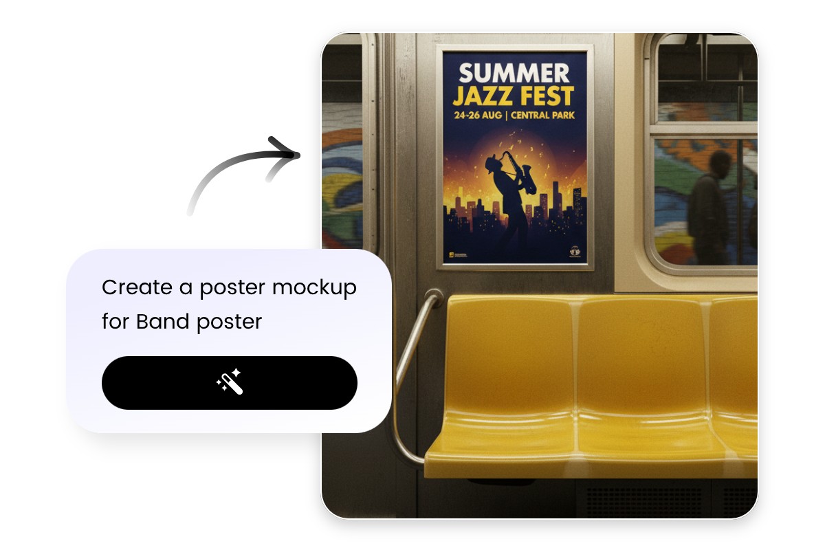 Create a poster mockup in a metro from text