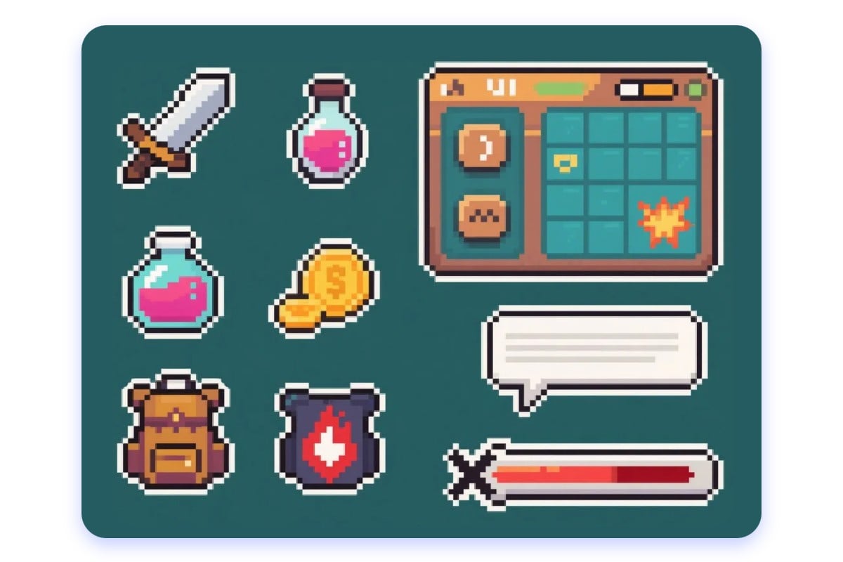 Create a variety of sprite game assets