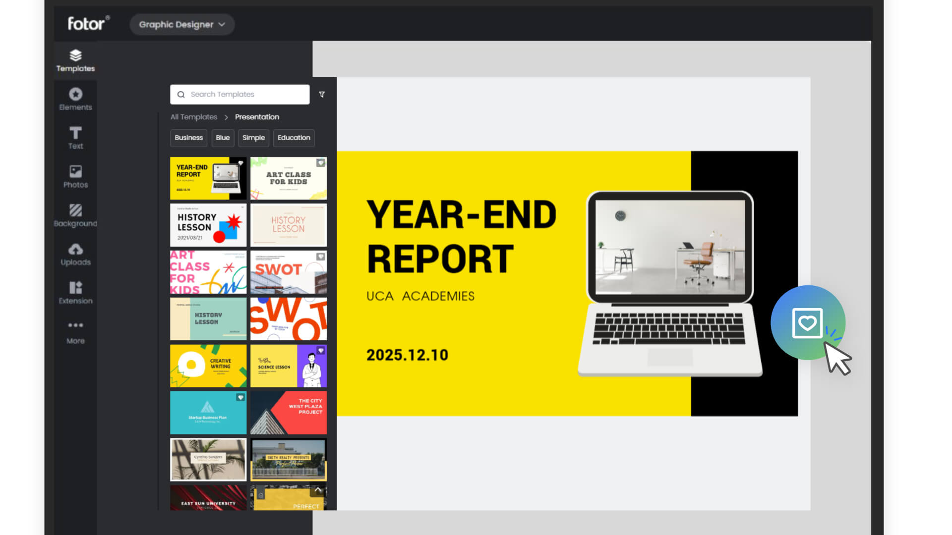 Create a yellow presentation with Fotors presentation maker