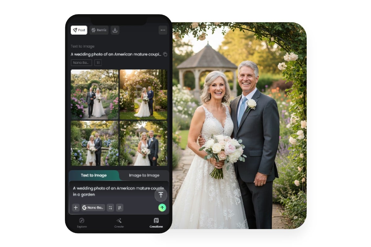 Create ai wedding photos from text in fotor mobile ai wedding photo generator app