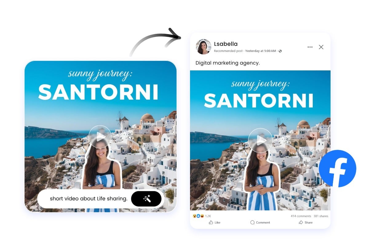 Create an ai facebook video post about a travel marketing campaingn