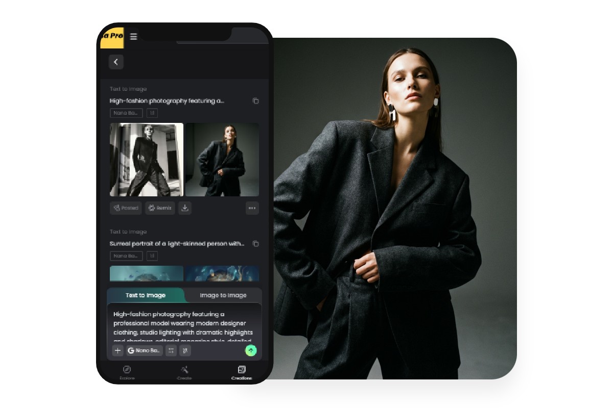 Create an ai female portrait photography in fotor mobile app