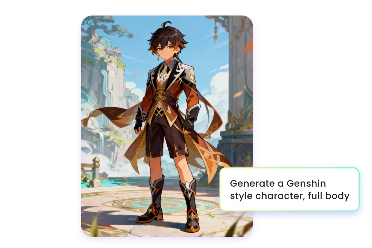 Create an ai genshin impact male oc from text