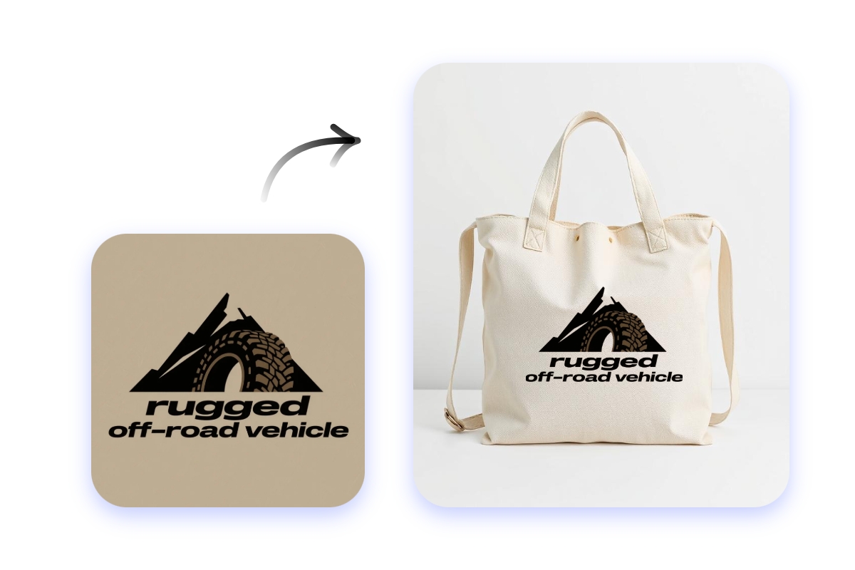 Create an ai logo and add it to a bag design
