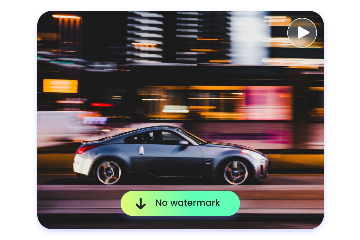 Create an ai video of a moving car from a photo without watermark
