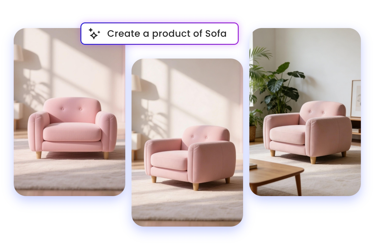 Create and edit an ai sofa product image from text