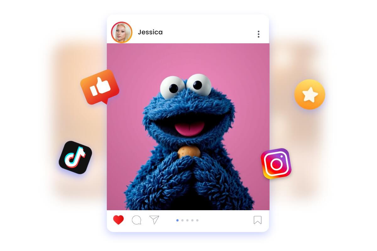 Create classic muppet character images and use them on social media