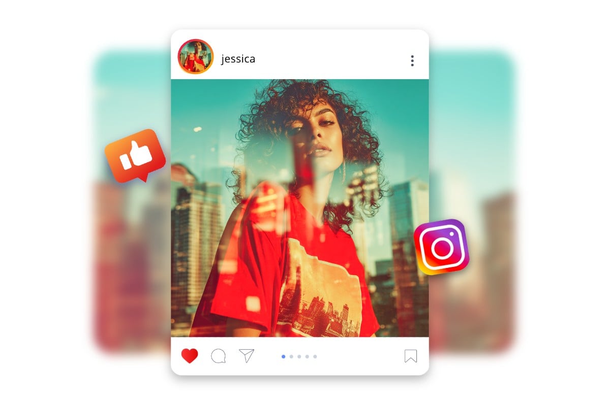 Create double exposure effects for social media posts