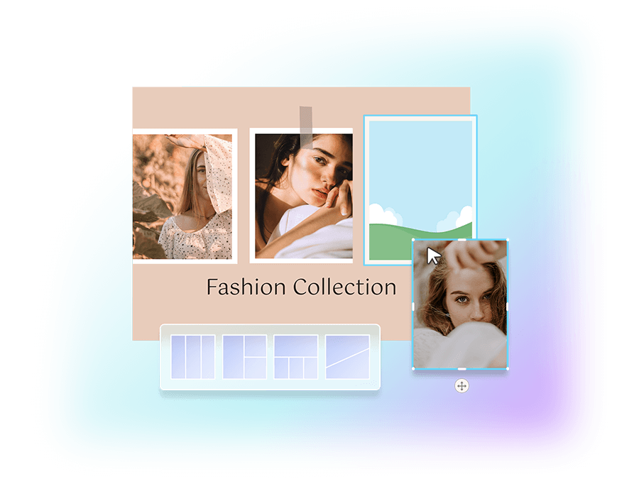 Create fashion collection of beautiful models in different poses with Fotor collage maker